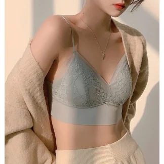 Seamless Bralette with Lace Design