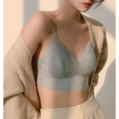 Seamless Bralette with Lace Design
