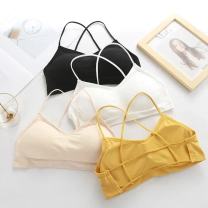Strappy Back Plain Color Bralette - Image 2
