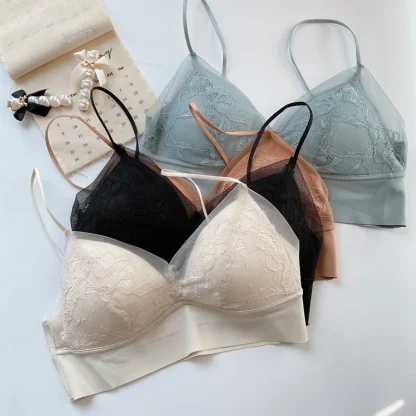 Seamless Bralette with Lace Design - Image 2