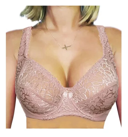 Plus Size Bra with Sheer Floral Lace - Image 8