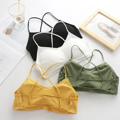 Strappy Back Plain Color Bralette - Image 4