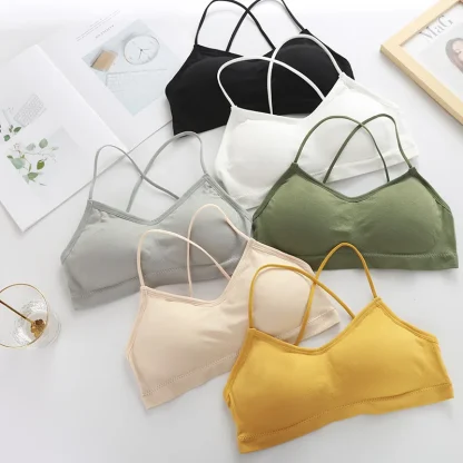 Strappy Back Plain Color Bralette - Image 5