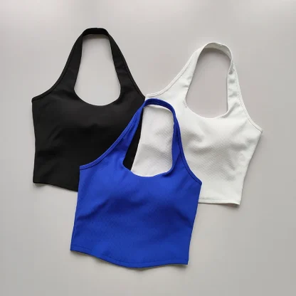 Plain Color Bralette Top with Halter Neckline - Image 2