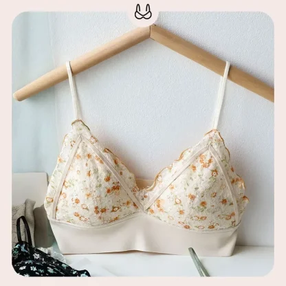 Seamless V-neck Bra with Floral Design - Image 3