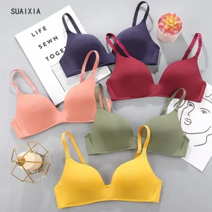 Plain Seamless Bra with V-neckline - Image 2
