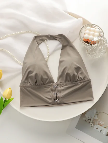 Front Closure Halter Bralette with V-neckline - Image 7