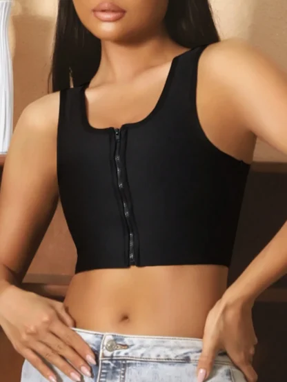 Zip Front Bralette with Mesh Back Design - Image 4