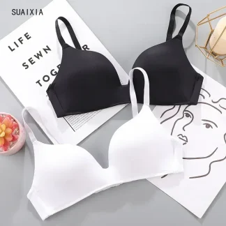 Plain Seamless Bra with V-neckline