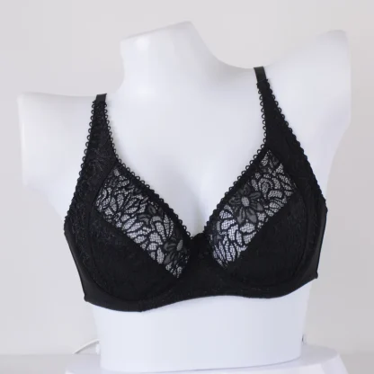 Plus Size Bra with Sheer Floral Lace - Image 4