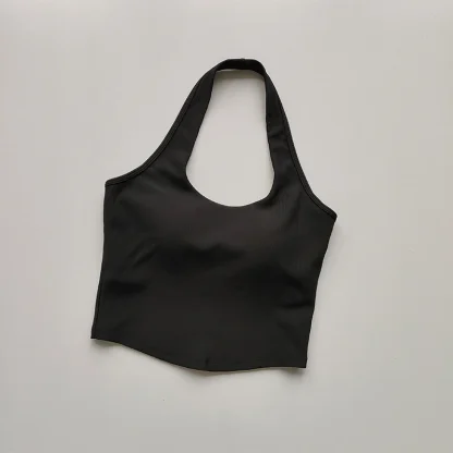 Plain Color Bralette Top with Halter Neckline - Image 5