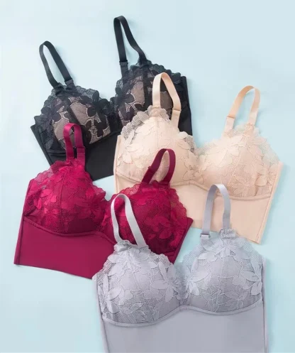 Adjustable Strap Bralette with Floral Lace - Image 9