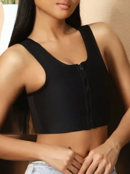 Zip Front Bralette with Mesh Back Design - Image 3