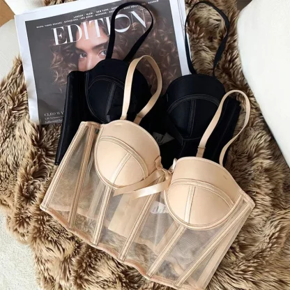 Sexy Corset Bralette with Mesh Design - Image 3
