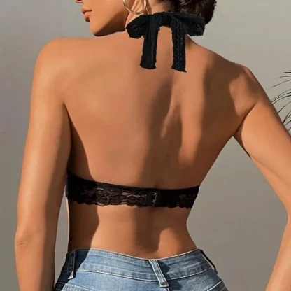 Chic Halter Bralette with Lace Design - Image 3