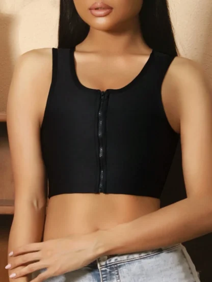 Zip Front Bralette with Mesh Back Design