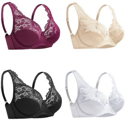 Floral Plus Size Bra with Lace Design - Image 3